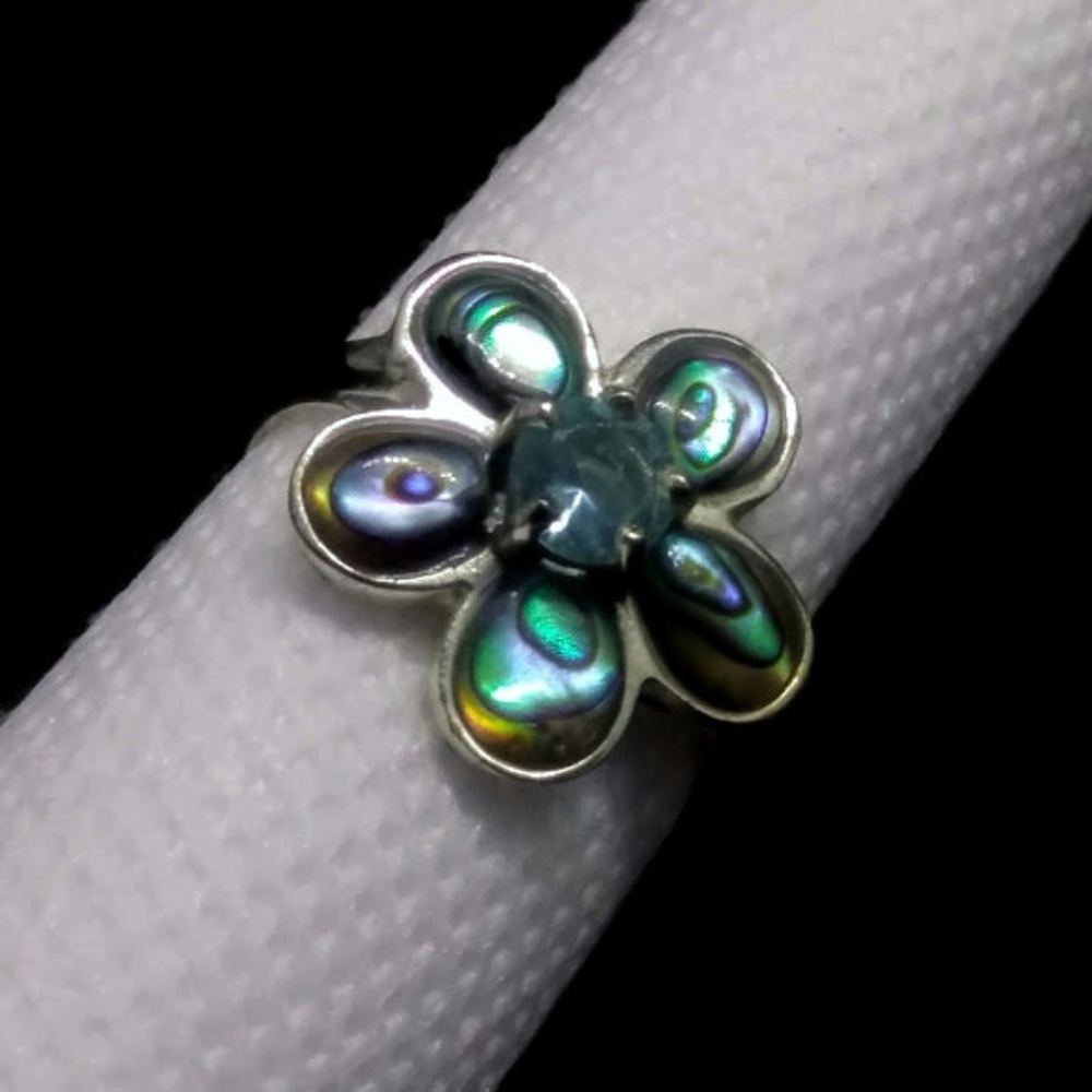 Abalone Flower Ring Sterling Silver Ring
